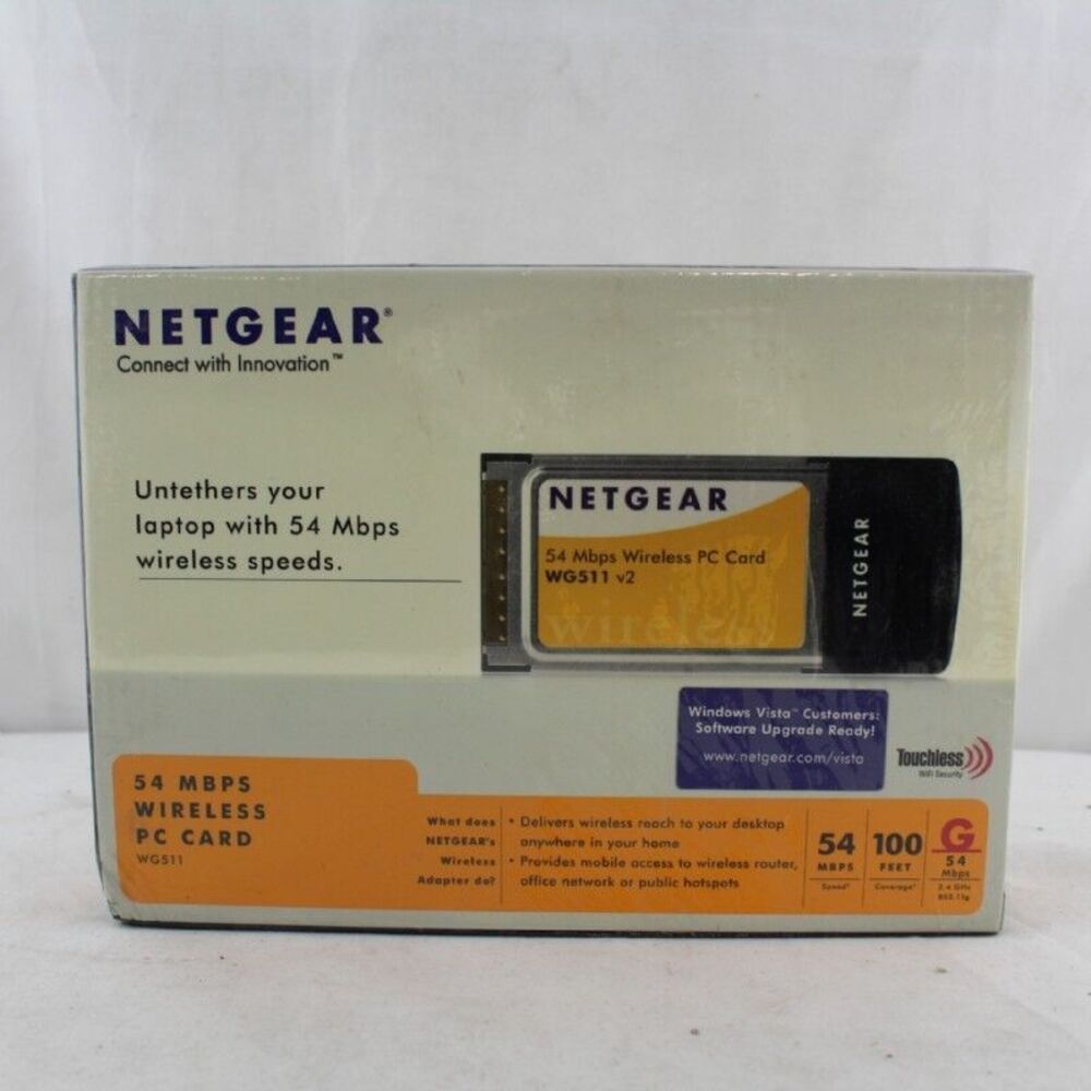 New in Package Netgear wg511vcna 54 MBPS Wireless G PC Card Wifi Network